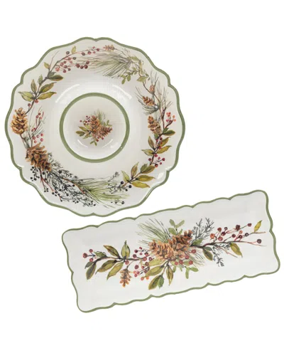 Certified International Winters Forest 2 Piece Melamine Appetizer Set In Micscellaneous