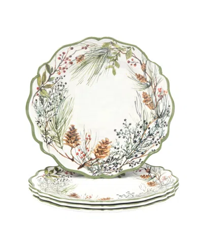 CERTIFIED INTERNATIONAL WINTERS FOREST DINNER PLATES, SET OF 4