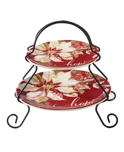 Certified International Winters Joy 2-tier Server In Red
