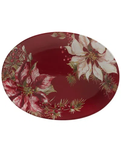 Certified International Winters Joy 16" Oval Platter In Red