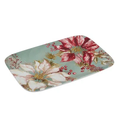 Certified International Winters Joy Rectangular Platter 14" X 10" In White;green;red;pink