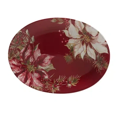 Certified International Winters Joy Serving Platter In Red