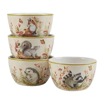 Certified International Woodland Critters 4-pc. Earthenware Ice Cream Bowl In Sand