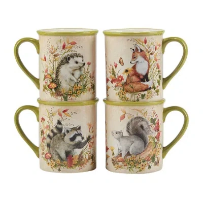 Certified International Woodland Critters 4-pc. Holiday Coffee Mug In Animal Print