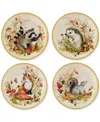 Certified International Woodland Critters Set Of 4 Dessert Plates In Micscellan