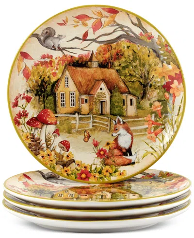 CERTIFIED INTERNATIONAL WOODLAND CRITTERS DINNER PLATES, SET OF 4