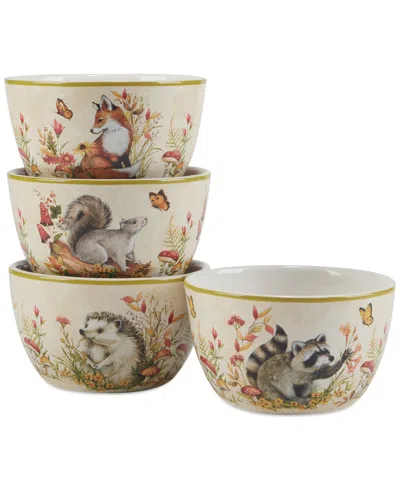 CERTIFIED INTERNATIONAL WOODLAND CRITTERS ICE CREAM BOWLS, SET OF 4
