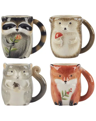 Certified International Woodland Critters Set Of 4 3d Mugs In Multi