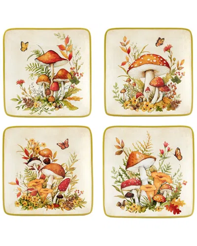 Certified International Woodland Critters Set Of 4 Canape Plates In Multi
