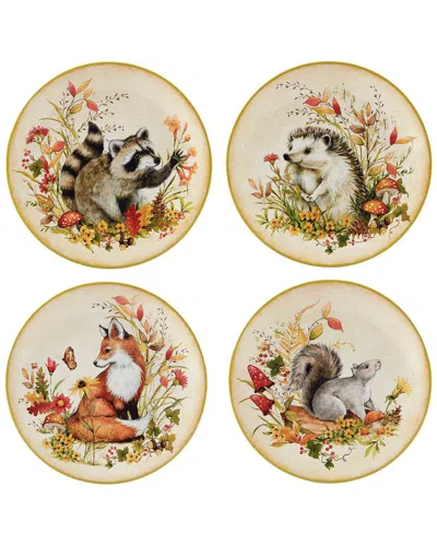 Certified International Woodland Critters Set Of 4 Dessert Plates In Micscellan