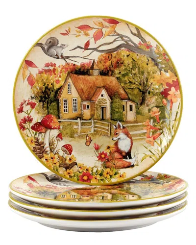 Certified International Woodland Critters Set Of 4 Dinner Plates