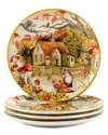 Certified International Woodland Critters Set Of 4 Dinner Plates