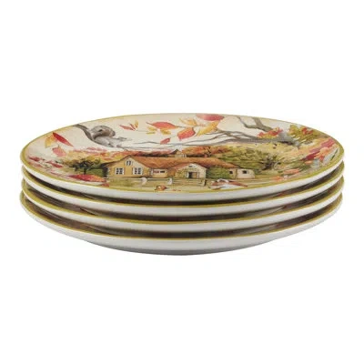 Certified International Woodland Critters Set Of 4 Dinner Plates In Multi