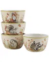 Certified International Woodland Critters Set Of 4 Ice Cream Bowls