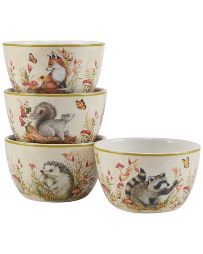 Certified International Woodland Critters Set Of 4 Ice Cream Bowls In Micscellan