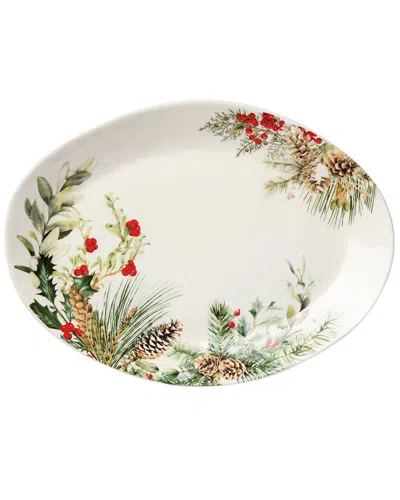 Certified International Woodland Oval Platter In White