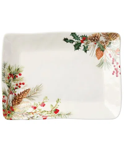 Certified International Woodland Rectangular Platter In White