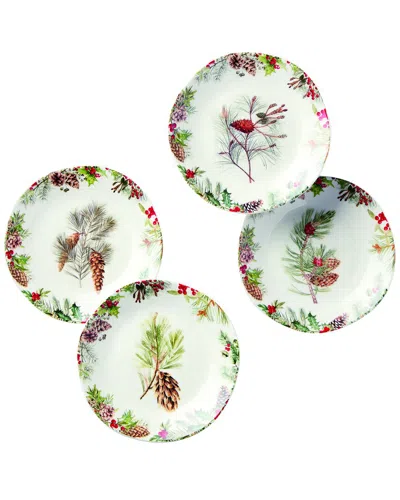 Certified International Woodland Set Of 4 Canape Plates In Multi