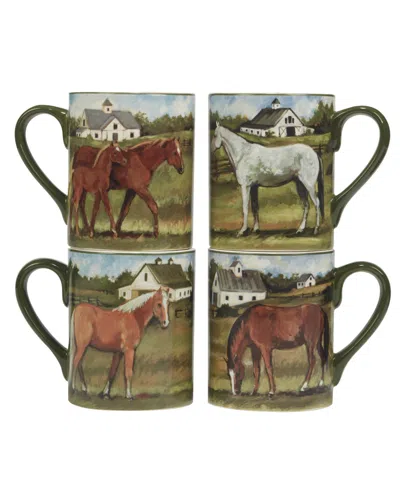 Certified International York Stables Set Of 4 Mug 14 Oz.