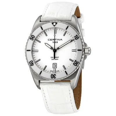 Certina Ds First Ceramic  Genuine White Leather Men's Quartz Watch C0144101601100