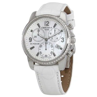 Certina Ds Podium Chronograph Quartz Mother Of Pearl Dial Diamond Ladies Watch C0012171611710 In White
