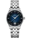 Certina Men's Swiss Automatic Ds-1 Big Date Stainless Steel Bracelet Watch 41mm In Blue
