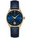 Certina Men's Swiss Automatic Ds-1 Powermatic 80 Blue Leather Strap Watch 41mm In Blue