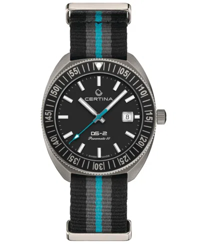 Certina Men's Swiss Automatic Ds-2 Striped Synthetic Strap Watch 41mm In Black