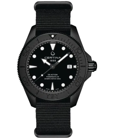 Certina Men's Swiss Automatic Ds Action Black Synthetic Nylon Strap Watch 43mm In No Color