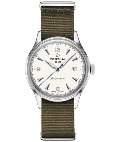 Certina Men's Swiss Automatic Ds Green Synthetic Strap Watch 41mm In White
