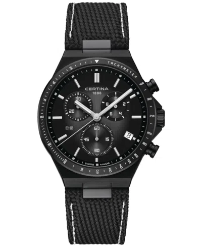 Certina Men's Swiss Chronograph Ds-7 Black Synthetic Strap Watch 41mm In No Color