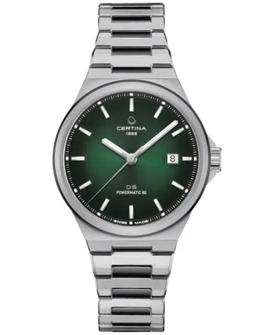 Certina Unisex Swiss Automatic Ds-7 Powermatic 80 Stainless Steel Bracelet Watch 39mm In Green