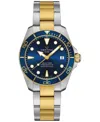 Certina Unisex Swiss Automatic Ds Action Diver Two-tone Stainless Steel Bracelet Watch 38mm In Blue