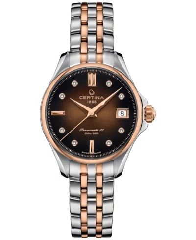Certina Women's Swiss Automatic Ds Action Diamond Accent Two-tone Stainless Steel Bracelet Watch 35mm In Brown