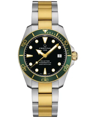 Certina Women's Swiss Automatic Ds Action Diver Two-tone Stainless Steel Bracelet Watch 38mm In Black