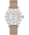 Certina Women's Swiss Automatic Ds Ph200m Diamond (1/20 Ct. T.w.) Beige Synthetic Strap Watch 39mm In White Mother Of Pearl