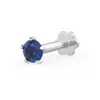 Cervin Blanc Women's Blue Sapphire Nose Piercing Pin In White Gold Screwbacks Gemstones Stud