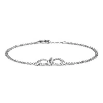 Cervin Blanc Women's Diamond Bow Ribbon Bracelet In White Gold Chain
