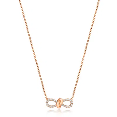Cervin Blanc Women's Diamond Bow Ribbon Necklace In Rose Gold