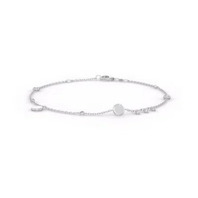 Cervin Blanc Women's Diamond Bracelet In White Gold Charm Disc On Chain