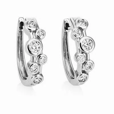 Cervin Blanc Women's Diamond Bubble Hoop Earrings White Gold