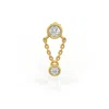 Cervin Blanc Women's Diamond Cartilage Stud Chain Drop In Yellow Gold Singular Earring In Yellow
