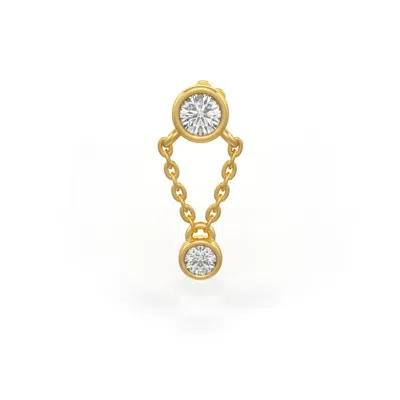 Cervin Blanc Women's Diamond Cartilage Stud Chain Drop In Yellow Gold Singular Earring