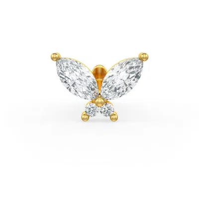 Cervin Blanc Women's Diamond Cartilage Stud In Yellow Gold Marquise Cut Butterfly Screwback Flat Back Piercing