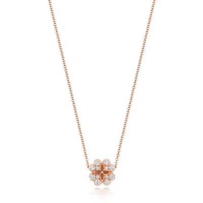Cervin Blanc Women's Diamond Clover Necklace In Rose Gold