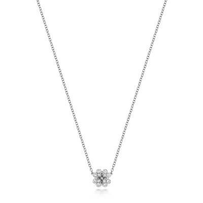 Cervin Blanc Women's Diamond Clover Necklace In White Gold