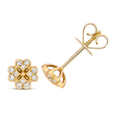 Cervin Blanc Women's Diamond Clover Studs In Gold