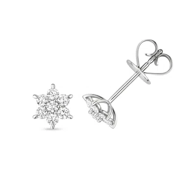 Cervin Blanc Women's Diamond Cluster Studs In  White Gold