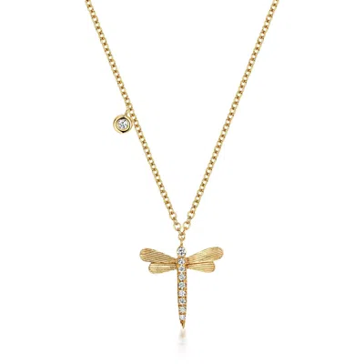 Cervin Blanc Women's Diamond Dragonfly Necklace In Gold
