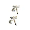 Cervin Blanc Women's Diamond Earrings Dragonfly Studs White Gold Screwbacks  In Gold